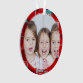 Helles Merry Red Strick Knittern Family Foto Ornament (Vorderseite)