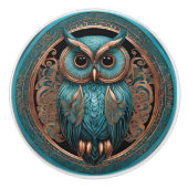 Helles Mit Augen Türkisröschen Keramikknauf (Vorderseite)