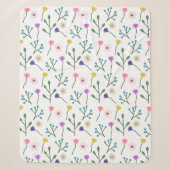 Helles modernes Blumenmuster Weiß Sherpadecke (Vorderseite)