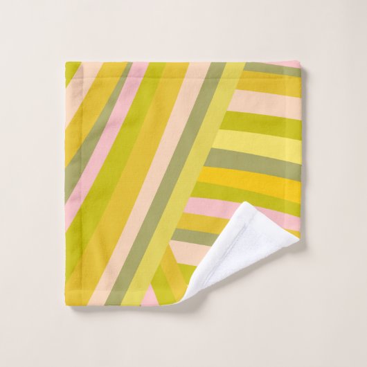 Helles, modernes Citrus Streifen Muster Badhandtuch Set (Waschlappen)