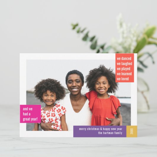 Helles, modernes Farbblock Foto Weihnachten (Stehend Vorderseite)