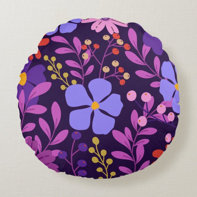 Helles modernes tropisches Rundkissen Rundes Kissen (Vorderseite)