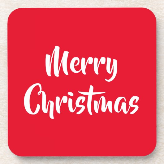 Helles, modernes, weißes Set von 6 frohen Weihnach Getränkeuntersetzer (Vorderseite)