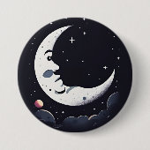 Helles Mondgesicht in dunklem Himmel Button (Vorderseite)