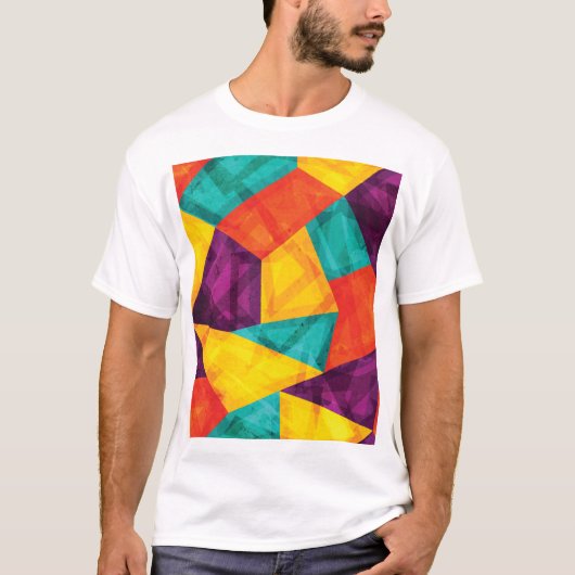 Helles Mosaik Grunge Nahtloses Muster T-Shirt (Vorderseite)