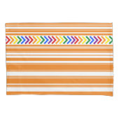 Helles Muster auf Orange und Weiß Streifen Kissenbezug (Vorderseite-Links)