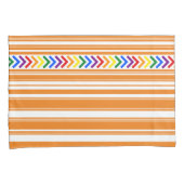Helles Muster auf Orange und Weiß Streifen Kissenbezug (Vorderseite-Rechts)
