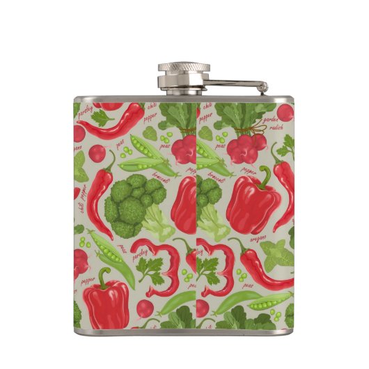 Helles Muster aus frischem Gemüse Flachmann (Rückseite)