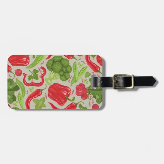 Helles Muster aus frischem Gemüse Gepäckanhänger (Vorderseite horizontal)