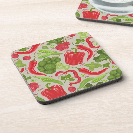 Helles Muster aus frischem Gemüse Untersetzer (Linke Seite)