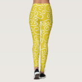 Helles Muster aus gelbem und weißem Doodle Leggings (Rückseite)