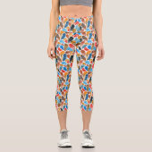 Helles Muster mit Vogelfedern Capri Leggings (Vorderseite)