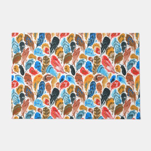 Helles Muster mit Vogelfedern Fußmatte (Vorderseite)