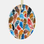 Helles Muster mit Vogelfedern Keramik Ornament (Rechts)