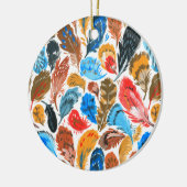 Helles Muster mit Vogelfedern Keramik Ornament (Links)