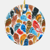 Helles Muster mit Vogelfedern Keramik Ornament (Hinten)
