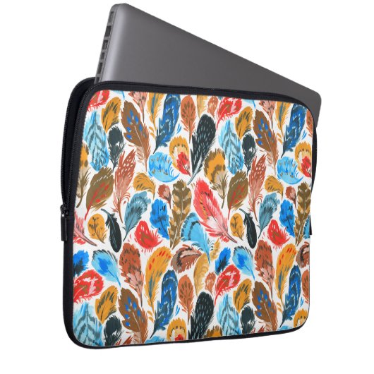 Helles Muster mit Vogelfedern Laptopschutzhülle (Vorne Rechts)