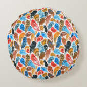 Helles Muster mit Vogelfedern Rundes Kissen (Rückseite)