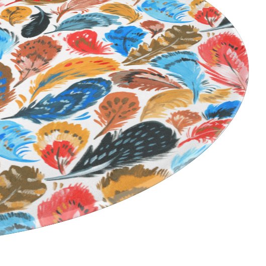 Helles Muster mit Vogelfedern Schneidebrett (Ecke)