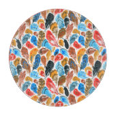 Helles Muster mit Vogelfedern Schneidebrett (Vorderseite)