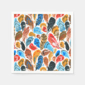 Helles Muster mit Vogelfedern Serviette (Vorderseite)