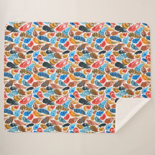 Helles Muster mit Vogelfedern Sherpadecke (Vorderseite (Horizontal))