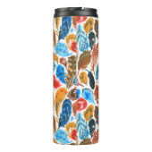 Helles Muster mit Vogelfedern Thermosbecher (Rückseite)