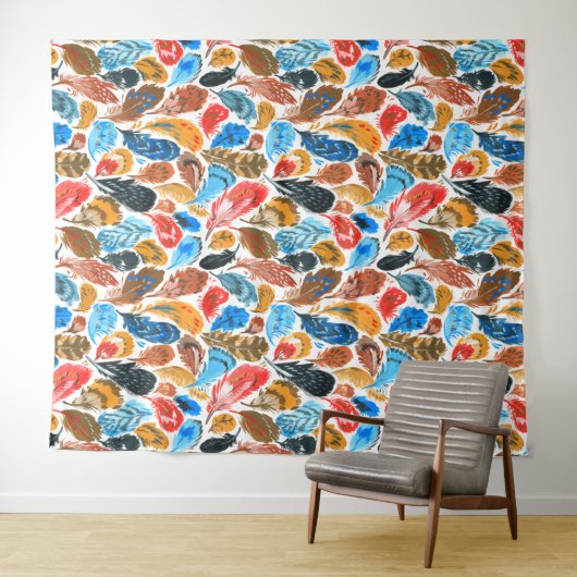 Helles Muster mit Vogelfedern Wandteppich (Beispiel (Horizontal))