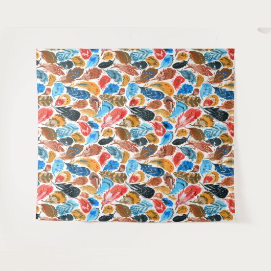 Helles Muster mit Vogelfedern Wandteppich (Vorderseite (Horizontal))