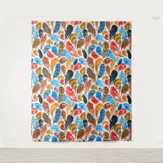 Helles Muster mit Vogelfedern Wandteppich (Vorderseite)