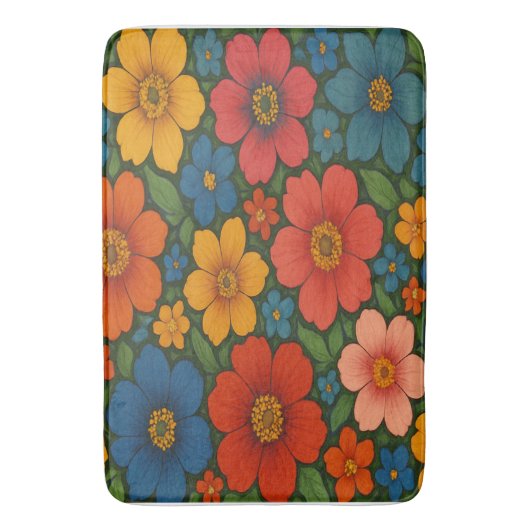 Helles Muster nahtloser Wildblume Badematte (Vorderseite Vertikal)