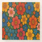 Helles Muster nahtloser Wildblume Glasuntersetzer (Vorderseite)