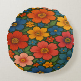 Helles Muster nahtloser Wildblume Rundes Kissen