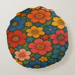 Helles Muster nahtloser Wildblume Rundes Kissen