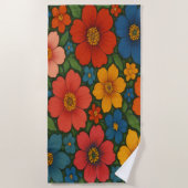 Helles Muster nahtloser Wildblume Strandtuch (Vorderseite)