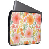 Helles Muster Rosa Orange Aquarell Blumenmuster Laptopschutzhülle (Vorne Rechts)