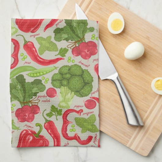 Helles Muster vom Frischgemüse Geschirrtuch (Viertel Falte)