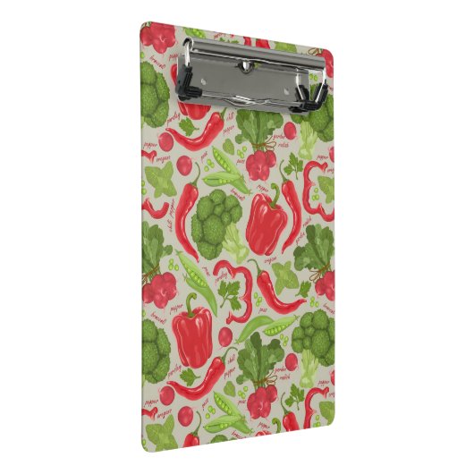 Helles Muster vom Frischgemüse Mini Klemmbrett (Schrägansicht)