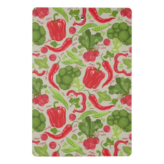 Helles Muster vom Frischgemüse Mini Klemmbrett (Rückseite)