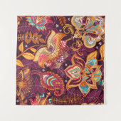 Helles, nahtloses Muster im Paisley-Stil. farbenfr Wandteppich (Vorderseite (Horizontal))