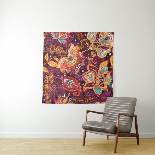 Helles, nahtloses Muster im Paisley-Stil. farbenfr Wandteppich (Beispiel (Horizontal))