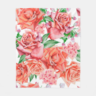 Helles, nahtloses Muster mit Blume. Rose. Wasser Fleecedecke