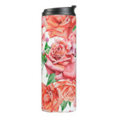 Helles, nahtloses Muster mit Blume. Rose. Wasser Thermosbecher (Nach links gedreht)