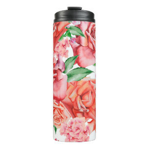 Helles nahtloses Muster mit Blumen. Rose. Wasserfa Thermosbecher