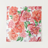 Helles nahtloses Muster mit Blumen. Rose. Wasserfa Wandteppich (Vorderseite (Horizontal))