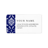 Helles Navy Blue Damask Muster Adressaufkleber (Vorne)