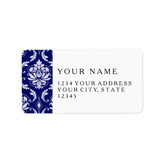 Helles Navy Blue Damask Muster Adressaufkleber (Vorne)