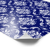 Helles Navy Blue Damask Muster Fotodruck (Ecke)