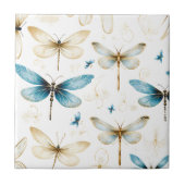 Helles Navy | Elfenbein | Libellen und Schmetterli Fliese (Vorderseite)