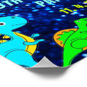 Helles Neon Dinosaurier Boys Party Begrüßungszeich Poster (Ecke)
